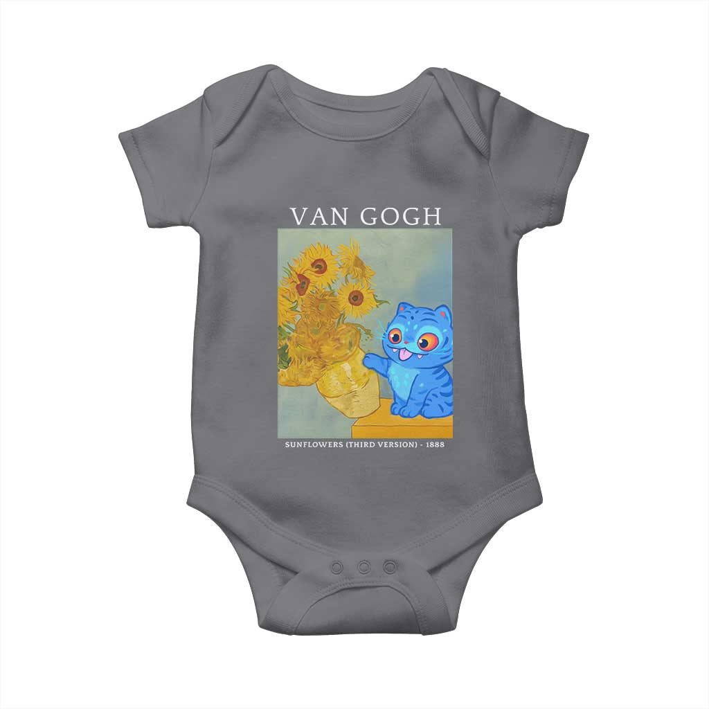 Van Gogh Kpop Fan Baby Onesie Blue Tiger Vintage Art Sunflower Cat