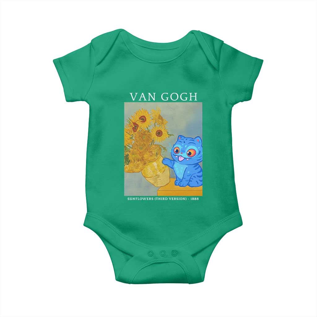 Van Gogh Kpop Fan Baby Onesie Blue Tiger Vintage Art Sunflower Cat