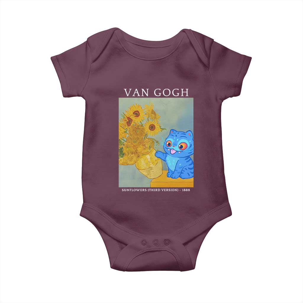 Van Gogh Kpop Fan Baby Onesie Blue Tiger Vintage Art Sunflower Cat