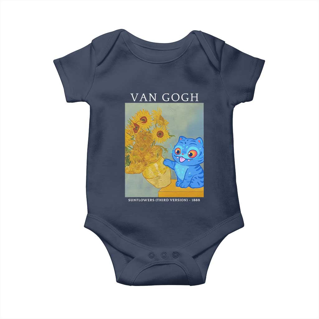 Van Gogh Kpop Fan Baby Onesie Blue Tiger Vintage Art Sunflower Cat