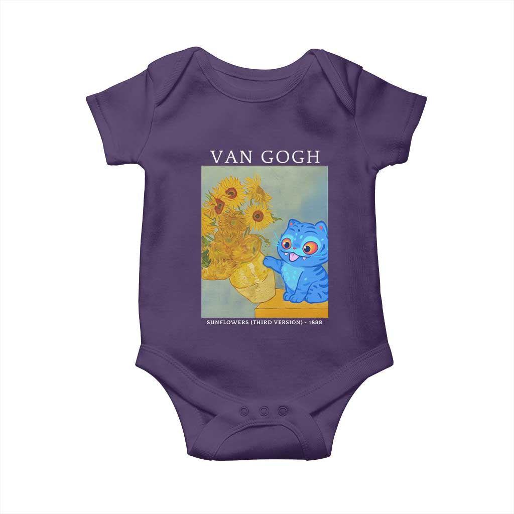 Van Gogh Kpop Fan Baby Onesie Blue Tiger Vintage Art Sunflower Cat