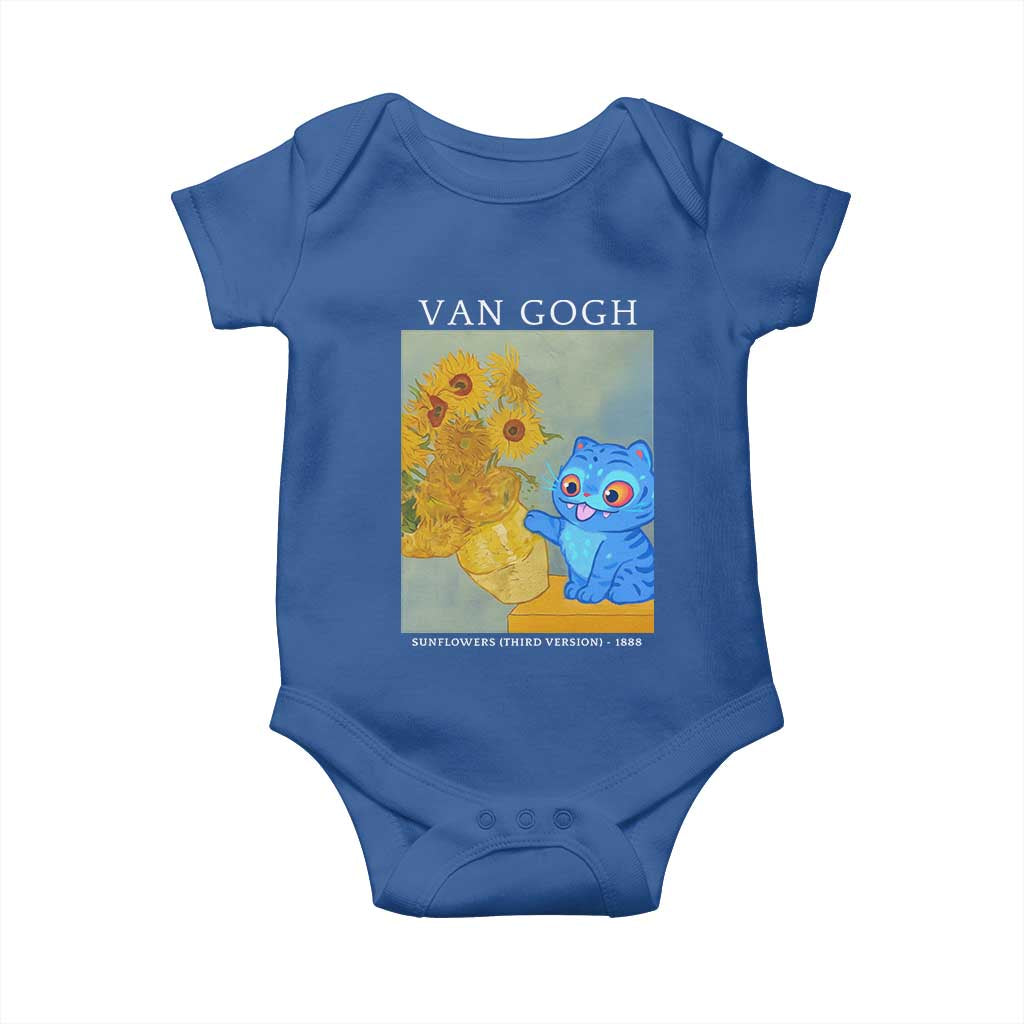 Van Gogh Kpop Fan Baby Onesie Blue Tiger Vintage Art Sunflower Cat