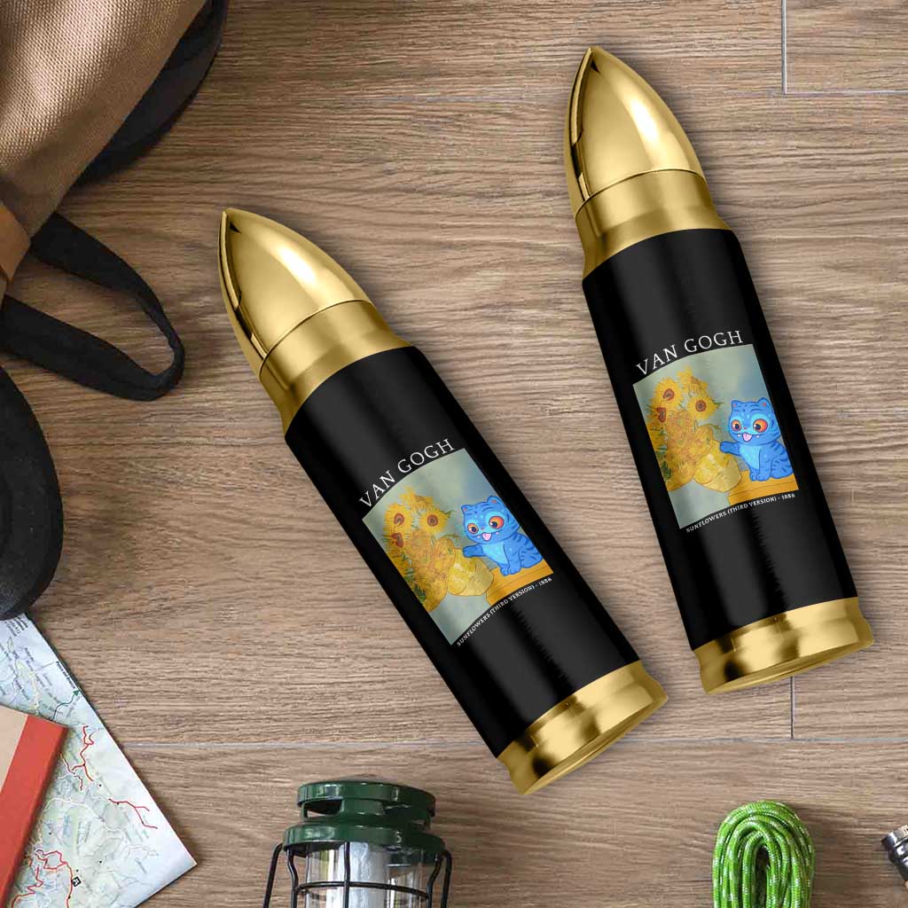 Van Gogh Kpop Fan Bullet Tumbler Blue Tiger Vintage Art Sunflower Cat