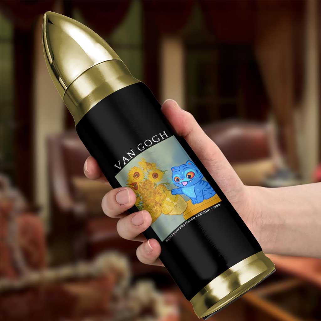 Van Gogh Kpop Fan Bullet Tumbler Blue Tiger Vintage Art Sunflower Cat