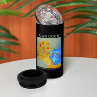 Van Gogh Kpop Fan 4 in 1 Can Cooler Tumbler Blue Tiger Vintage Art Sunflower Cat