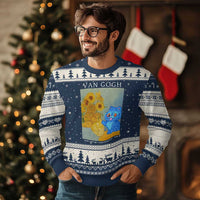 Van Gogh Kpop Fan Ugly Christmas Sweater Blue Tiger Vintage Art Sunflower Cat