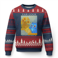 Van Gogh Kpop Fan Ugly Christmas Sweater Blue Tiger Vintage Art Sunflower Cat