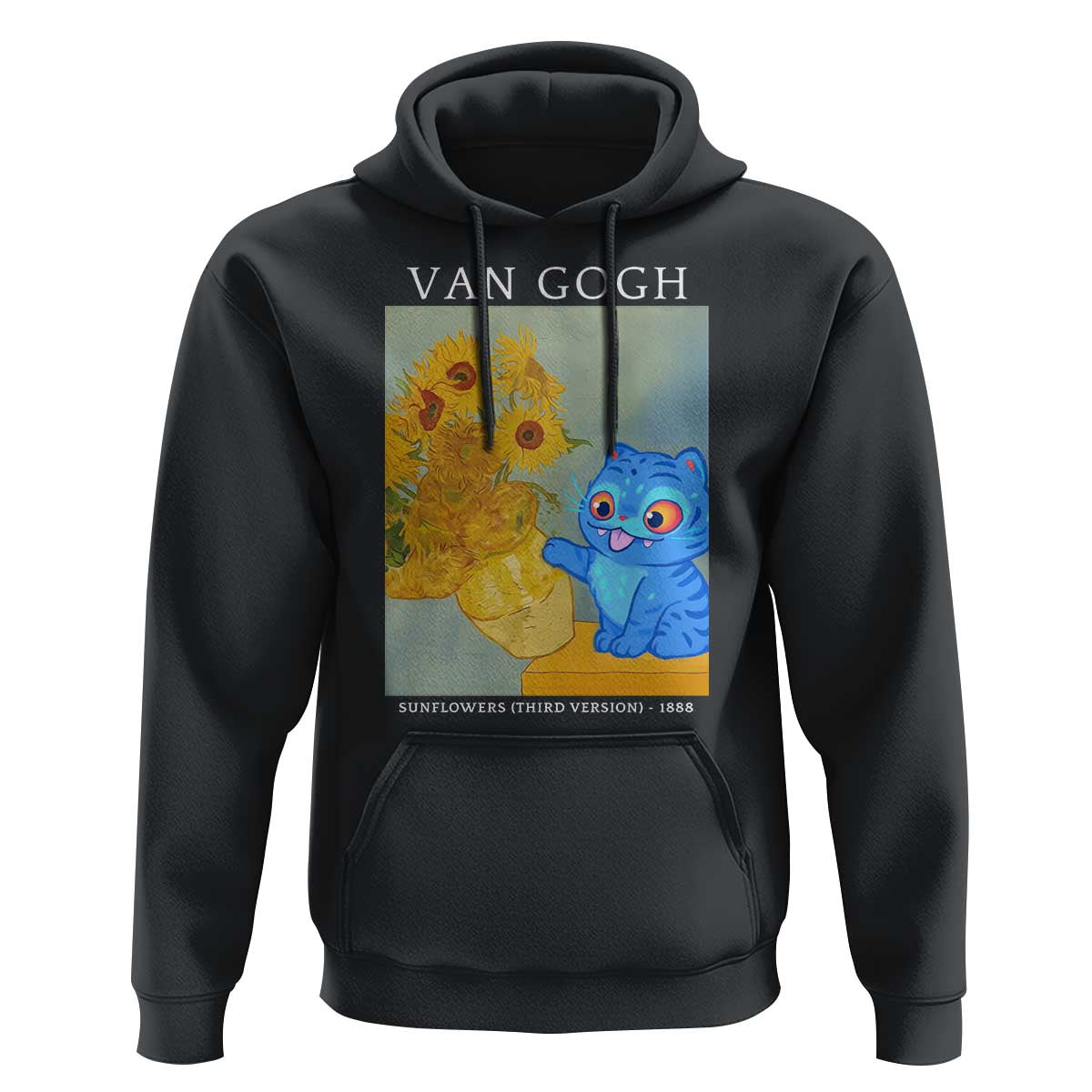 Van Gogh Kpop Fan Hoodie Blue Tiger Vintage Art Sunflower Cat