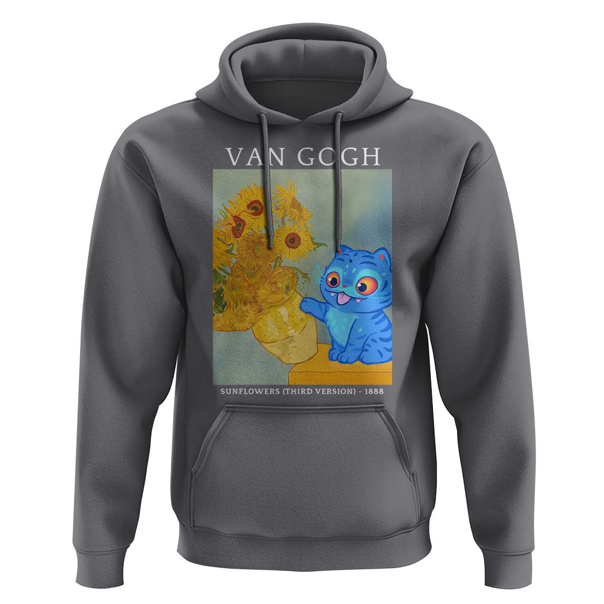 Van Gogh Kpop Fan Hoodie Blue Tiger Vintage Art Sunflower Cat