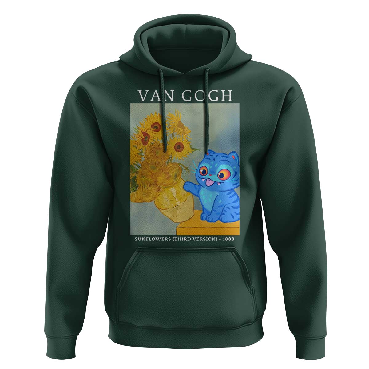 Van Gogh Kpop Fan Hoodie Blue Tiger Vintage Art Sunflower Cat