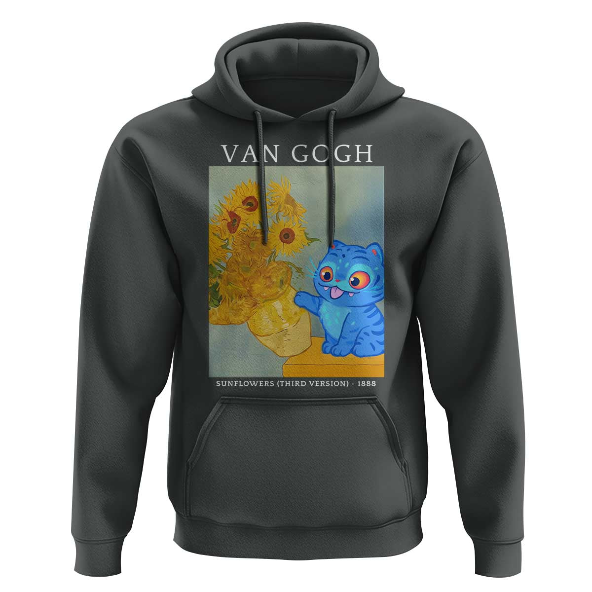 Van Gogh Kpop Fan Hoodie Blue Tiger Vintage Art Sunflower Cat