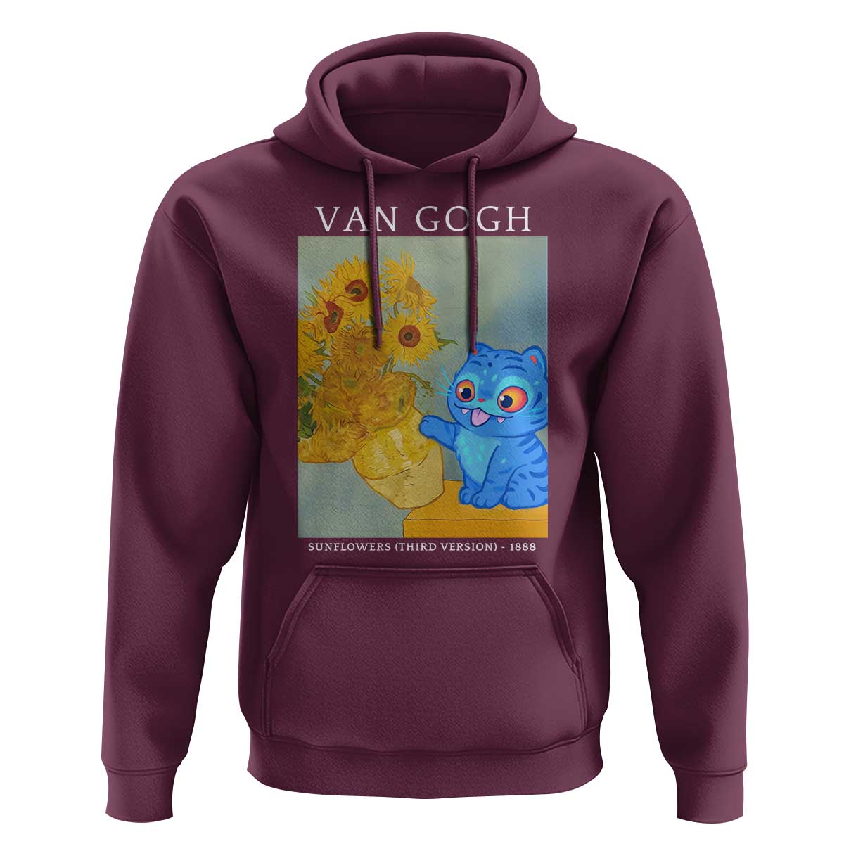 Van Gogh Kpop Fan Hoodie Blue Tiger Vintage Art Sunflower Cat