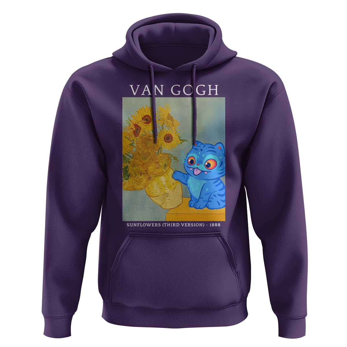 Van Gogh Kpop Fan Hoodie Blue Tiger Vintage Art Sunflower Cat