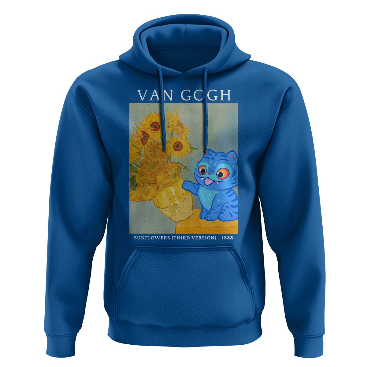Van Gogh Kpop Fan Hoodie Blue Tiger Vintage Art Sunflower Cat