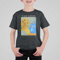 Van Gogh Kpop Fan T Shirt For Kid Blue Tiger Vintage Art Sunflower Cat