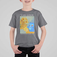Van Gogh Kpop Fan T Shirt For Kid Blue Tiger Vintage Art Sunflower Cat