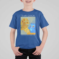 Van Gogh Kpop Fan T Shirt For Kid Blue Tiger Vintage Art Sunflower Cat