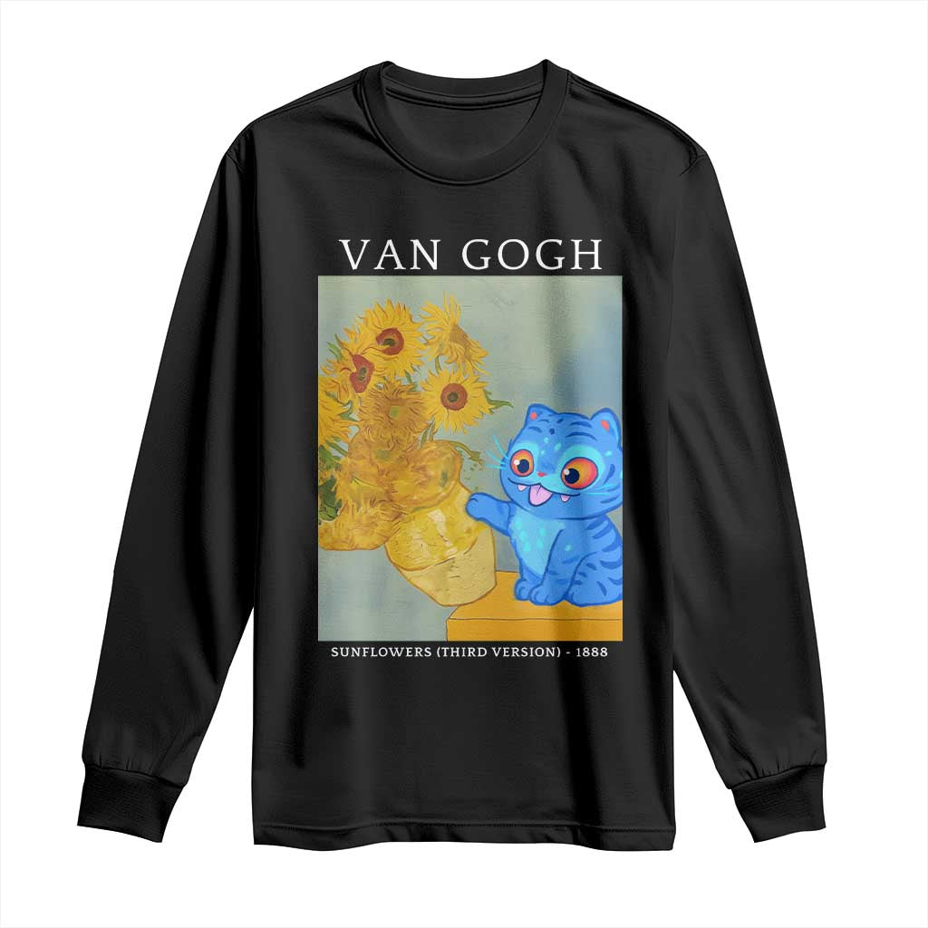Van Gogh Kpop Fan Long Sleeve Shirt Blue Tiger Vintage Art Sunflower Cat
