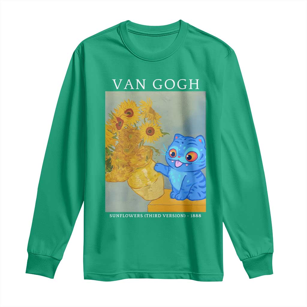 Van Gogh Kpop Fan Long Sleeve Shirt Blue Tiger Vintage Art Sunflower Cat