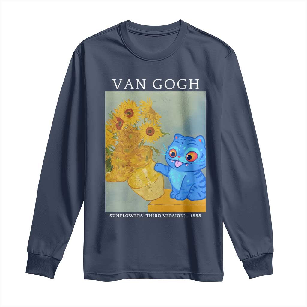 Van Gogh Kpop Fan Long Sleeve Shirt Blue Tiger Vintage Art Sunflower Cat
