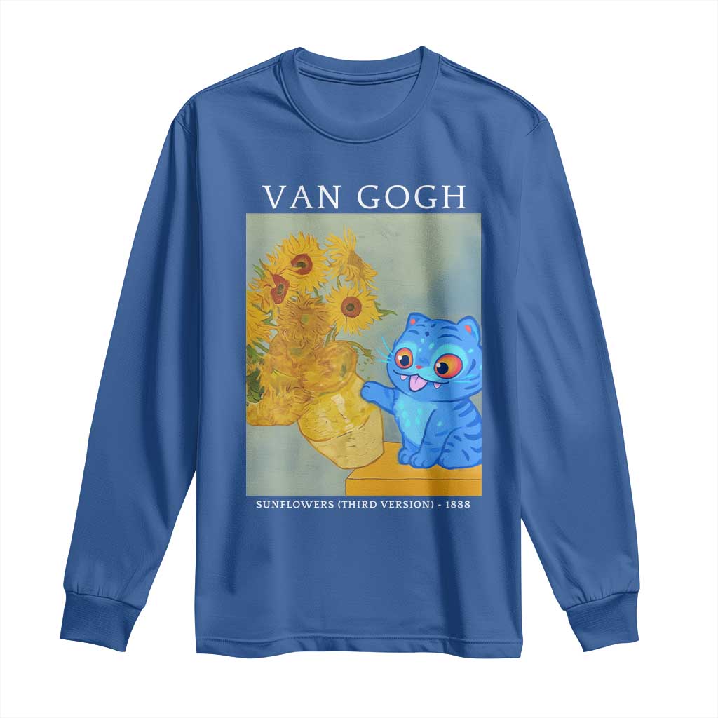 Van Gogh Kpop Fan Long Sleeve Shirt Blue Tiger Vintage Art Sunflower Cat