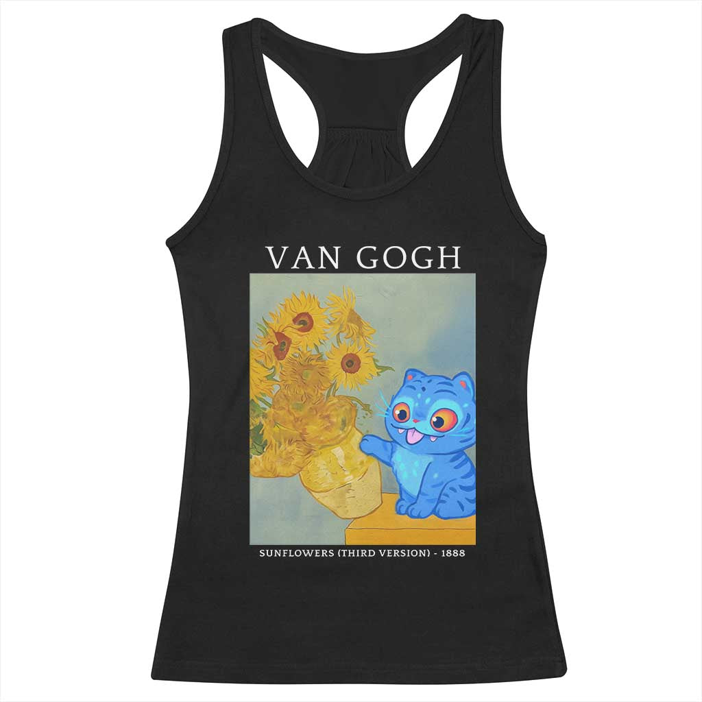 Van Gogh Kpop Fan Racerback Tank Top Blue Tiger Vintage Art Sunflower Cat