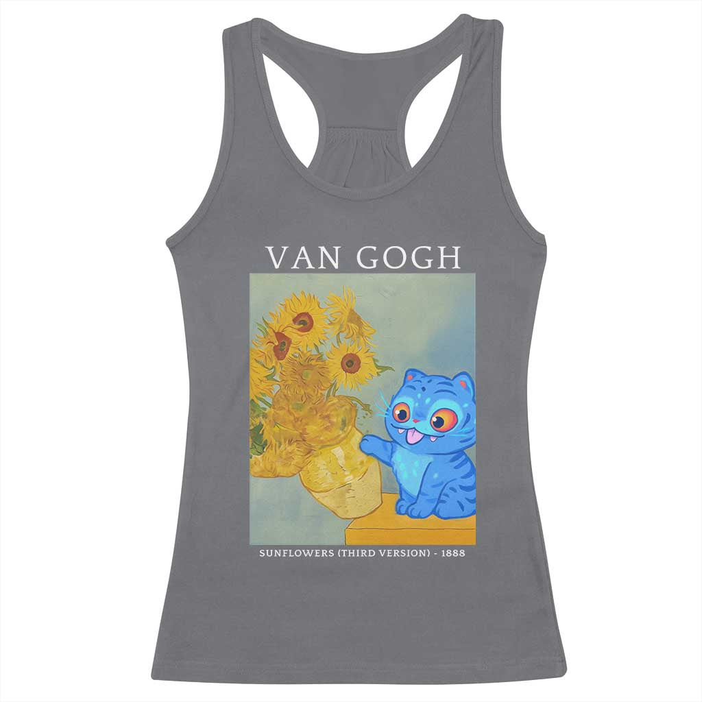 Van Gogh Kpop Fan Racerback Tank Top Blue Tiger Vintage Art Sunflower Cat
