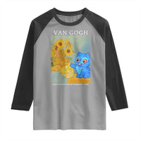 Van Gogh Kpop Fan Raglan Shirt Blue Tiger Vintage Art Sunflower Cat