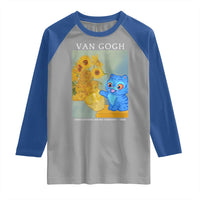 Van Gogh Kpop Fan Raglan Shirt Blue Tiger Vintage Art Sunflower Cat