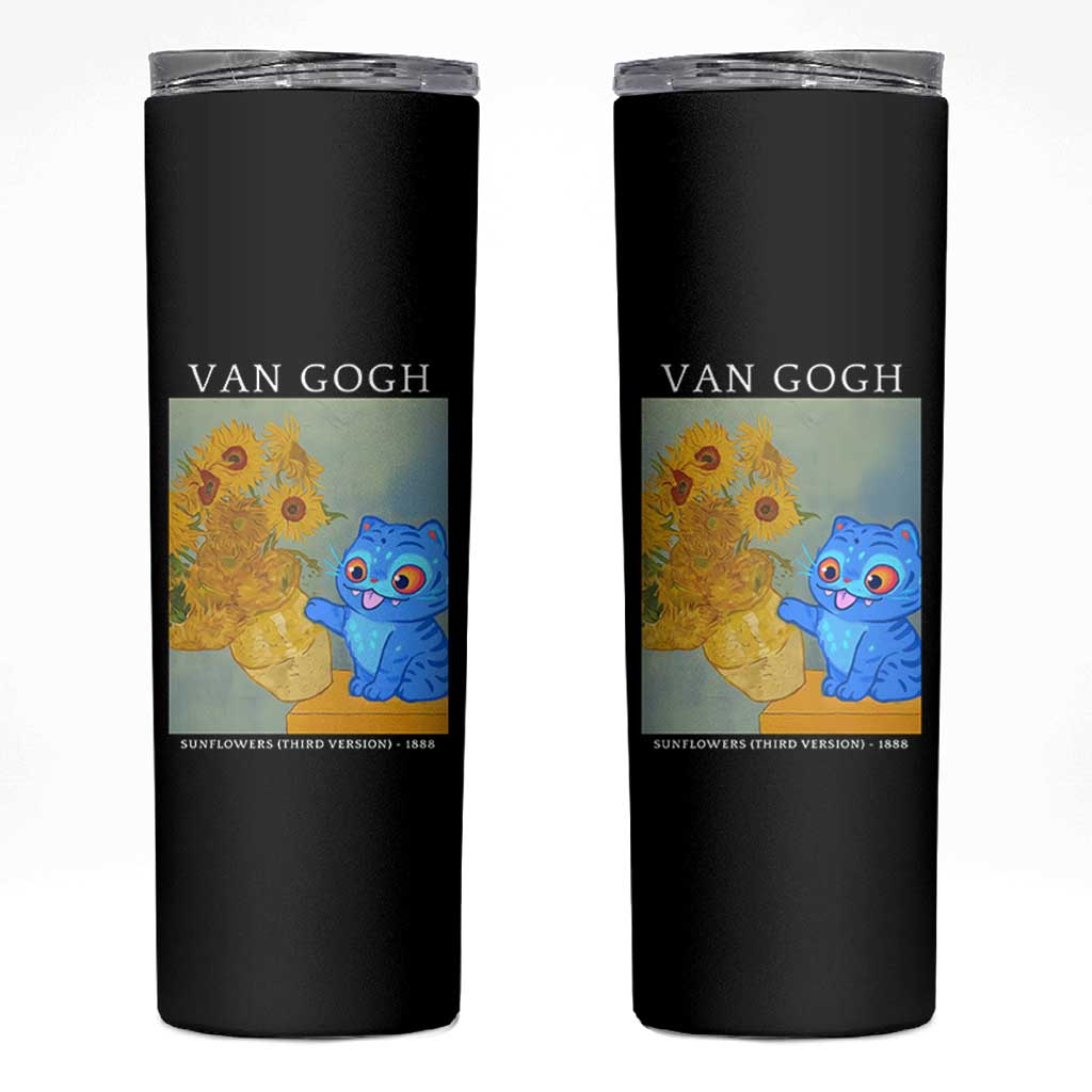 Van Gogh Kpop Fan Skinny Tumbler Blue Tiger Vintage Art Sunflower Cat