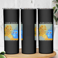Van Gogh Kpop Fan Skinny Tumbler Blue Tiger Vintage Art Sunflower Cat