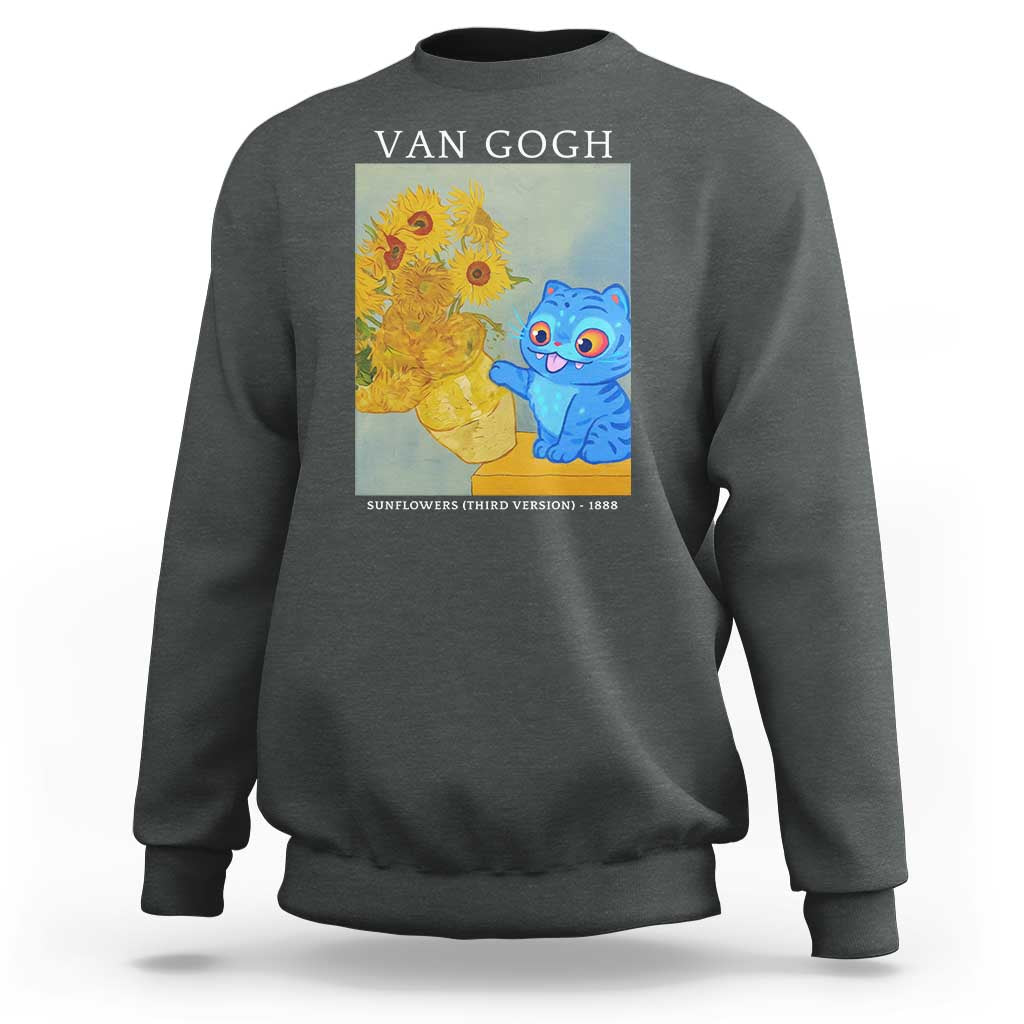 Van Gogh Kpop Fan Sweatshirt Blue Tiger Vintage Art Sunflower Cat