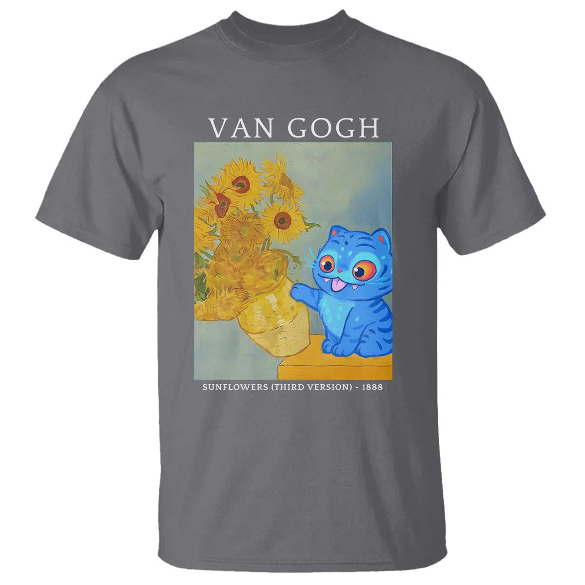 Van Gogh Kpop Fan T Shirt Blue Tiger Vintage Art Sunflower Cat
