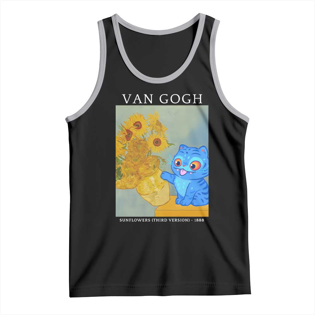 Van Gogh Kpop Fan Tank Top Blue Tiger Vintage Art Sunflower Cat