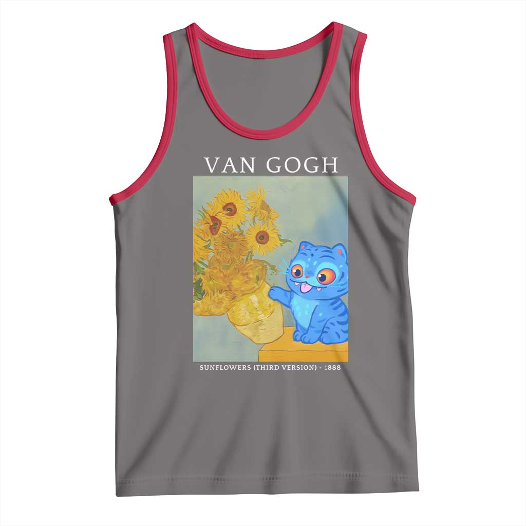 Van Gogh Kpop Fan Tank Top Blue Tiger Vintage Art Sunflower Cat