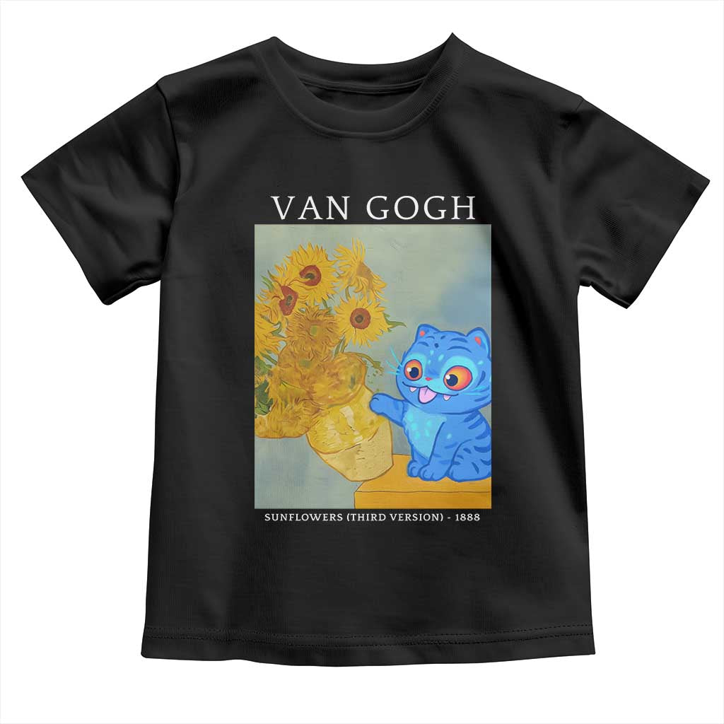 Van Gogh Kpop Fan Toddler T Shirt Blue Tiger Vintage Art Sunflower Cat