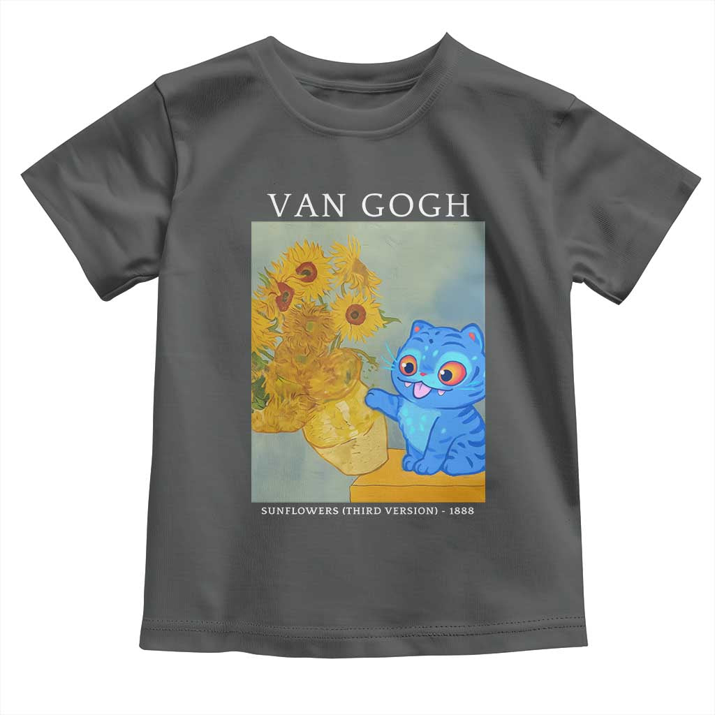 Van Gogh Kpop Fan Toddler T Shirt Blue Tiger Vintage Art Sunflower Cat