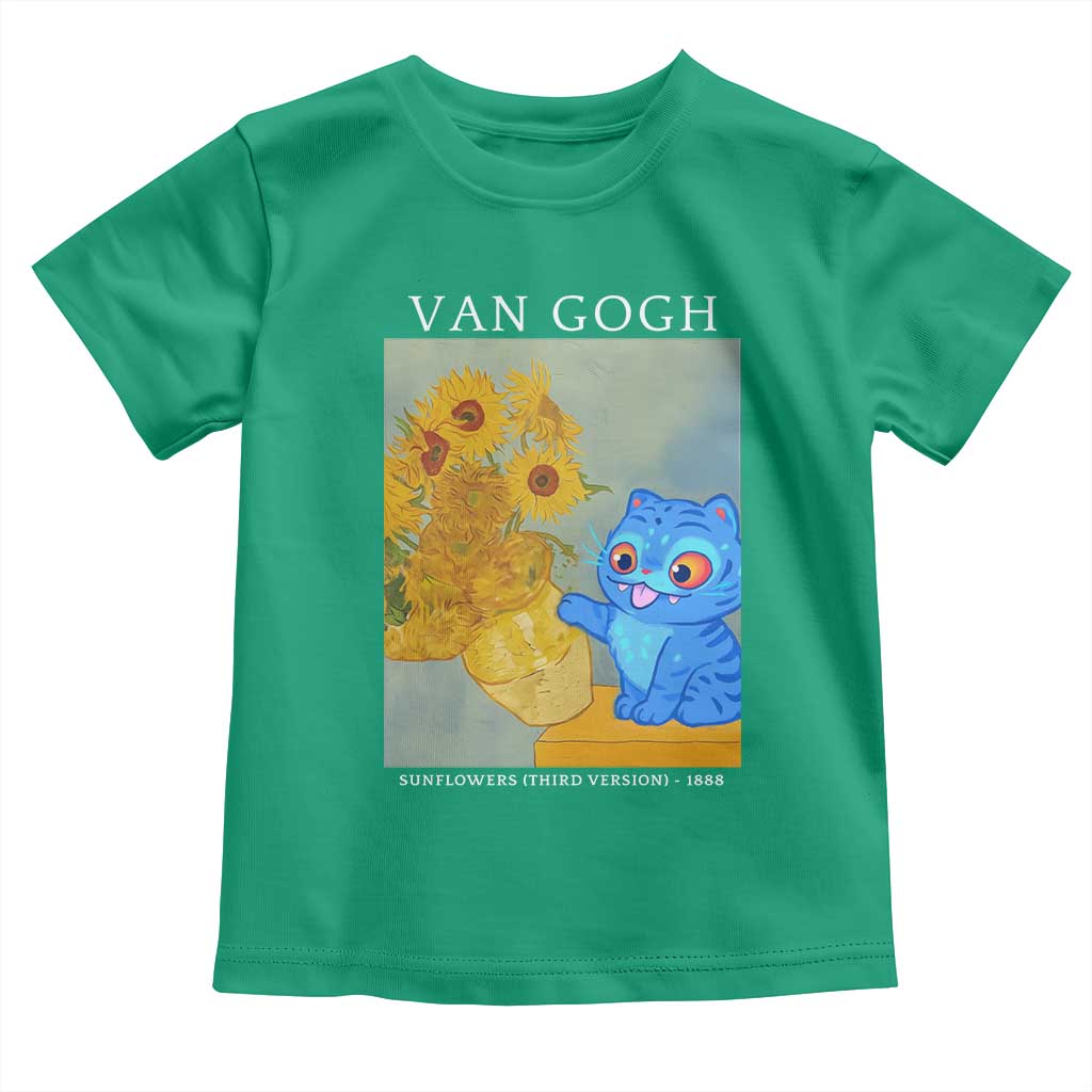 Van Gogh Kpop Fan Toddler T Shirt Blue Tiger Vintage Art Sunflower Cat