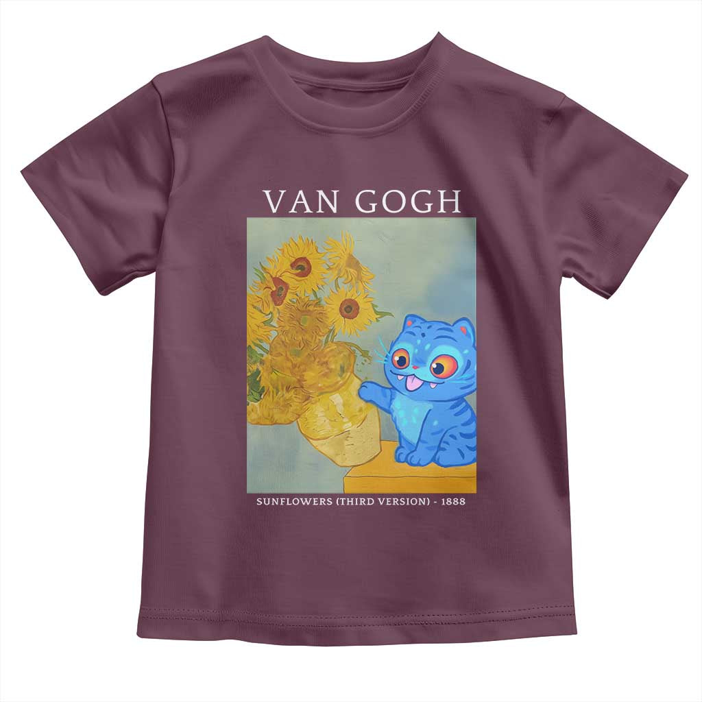 Van Gogh Kpop Fan Toddler T Shirt Blue Tiger Vintage Art Sunflower Cat