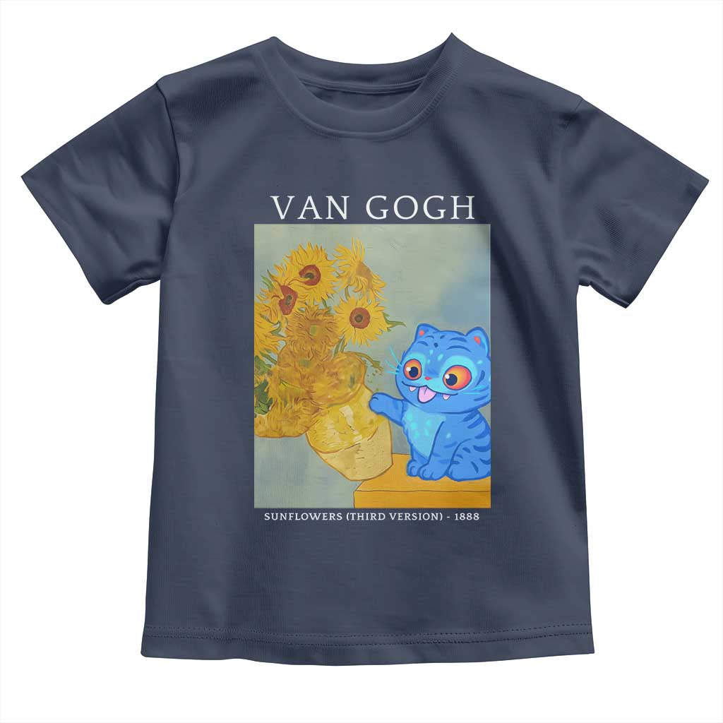 Van Gogh Kpop Fan Toddler T Shirt Blue Tiger Vintage Art Sunflower Cat