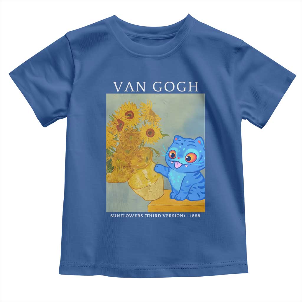 Van Gogh Kpop Fan Toddler T Shirt Blue Tiger Vintage Art Sunflower Cat