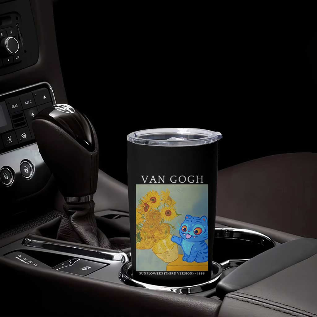 Van Gogh Kpop Fan Tumbler Cup Blue Tiger Vintage Art Sunflower Cat