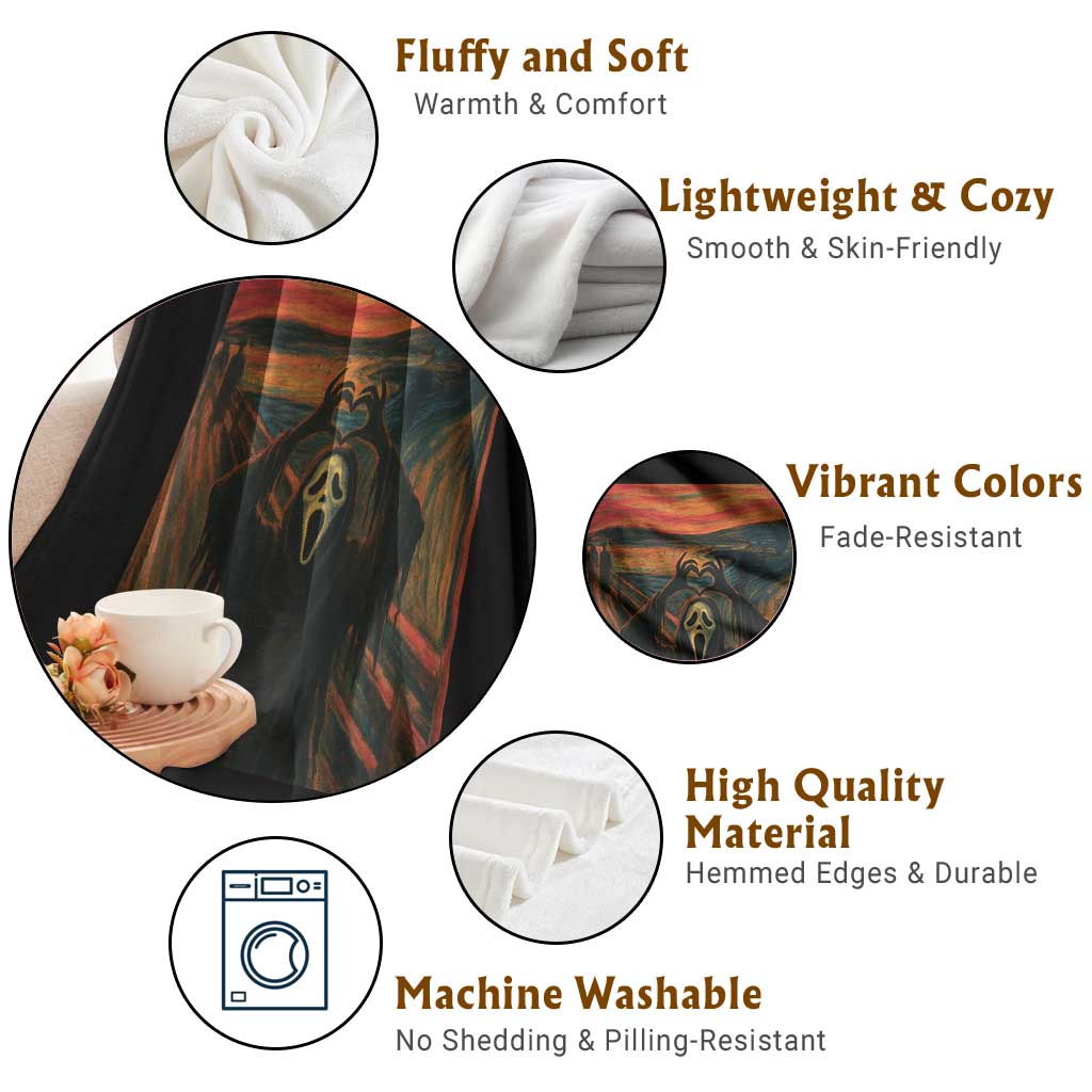 Ghost Heart Hands Throw Blanket Scary Face Horror Halloween - Wonder Print Shop