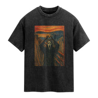 Ghost Heart Hands Washed Cotton T-Shirt Scary Face Horror Halloween