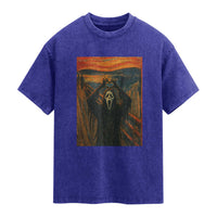 Ghost Heart Hands Washed Cotton T-Shirt Scary Face Horror Halloween