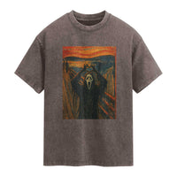 Ghost Heart Hands Washed Cotton T-Shirt Scary Face Horror Halloween