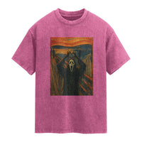 Ghost Heart Hands Washed Cotton T-Shirt Scary Face Horror Halloween