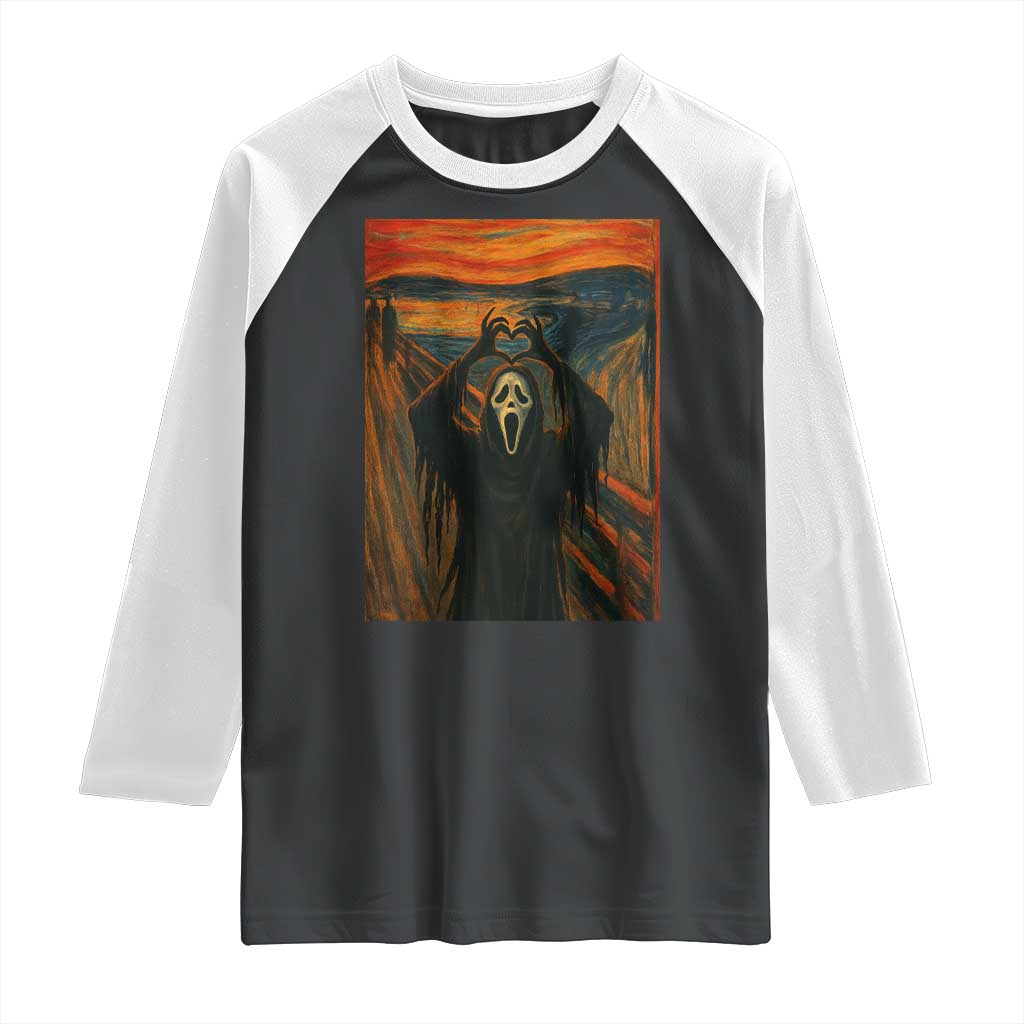 Ghost Heart Hands Raglan Shirt Scary Face Horror Halloween - Wonder Print Shop