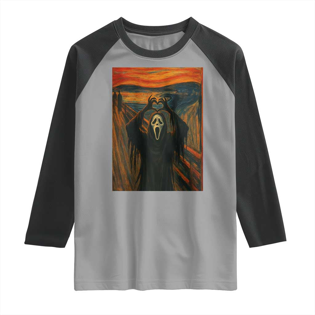 Ghost Heart Hands Raglan Shirt Scary Face Horror Halloween - Wonder Print Shop