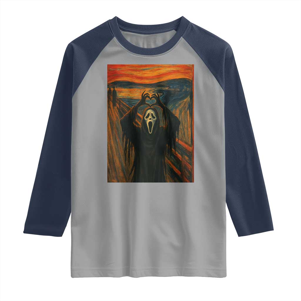 Ghost Heart Hands Raglan Shirt Scary Face Horror Halloween - Wonder Print Shop